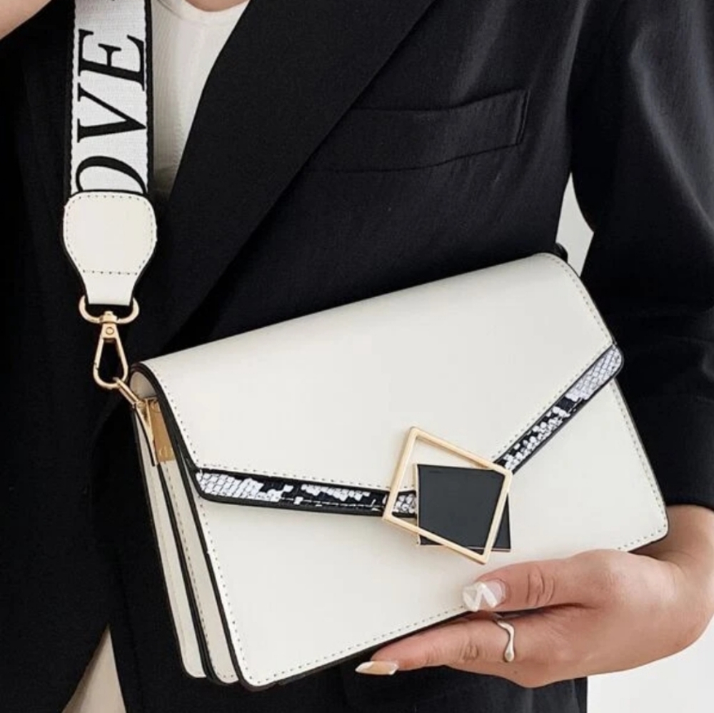 Snakeskin detail metal square crossbody bag BNWT